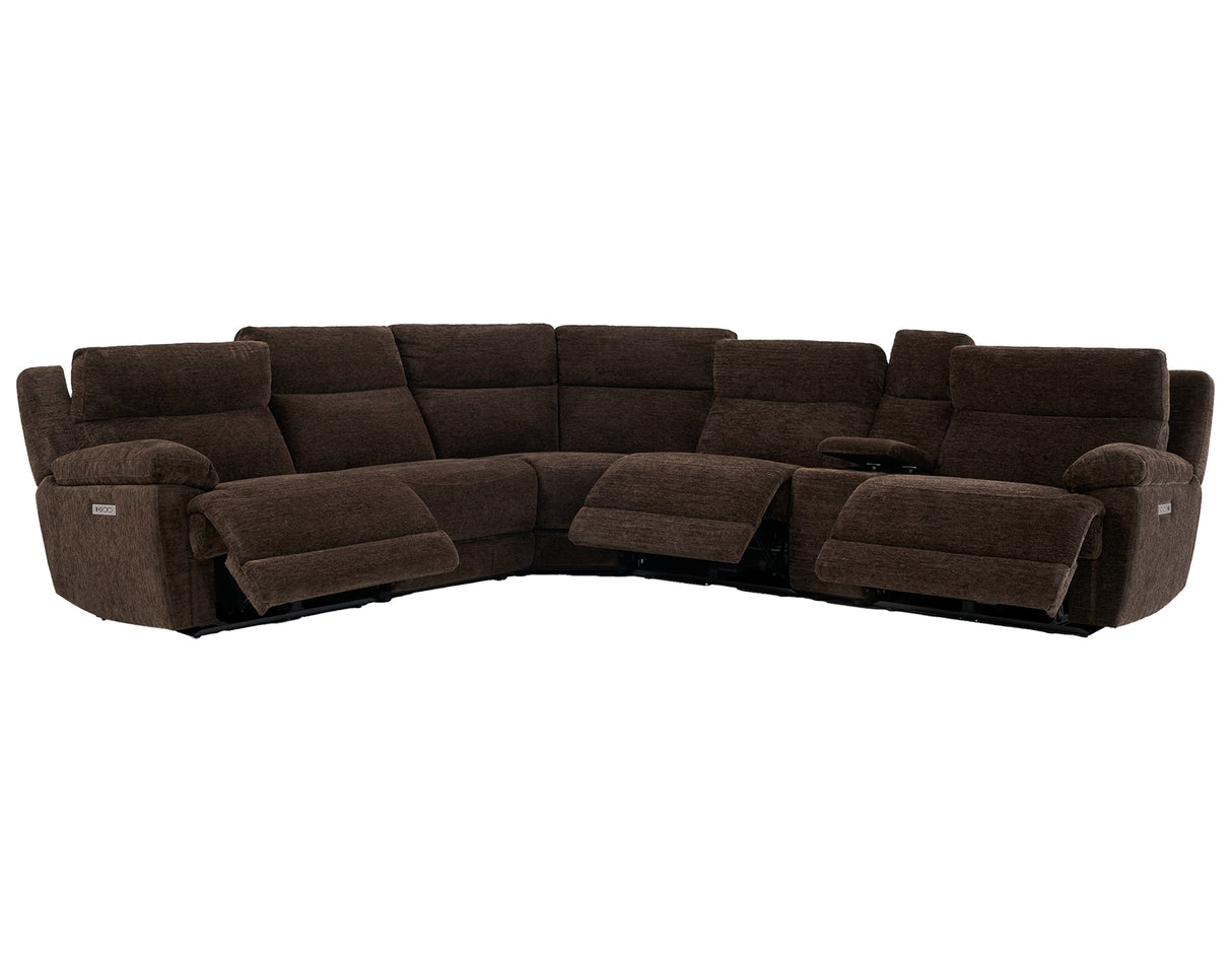 Gatlin Dual-Power Brown Fabric 6-Piece Modular Reclining Sectional from Steve Silver - Luna Furniture