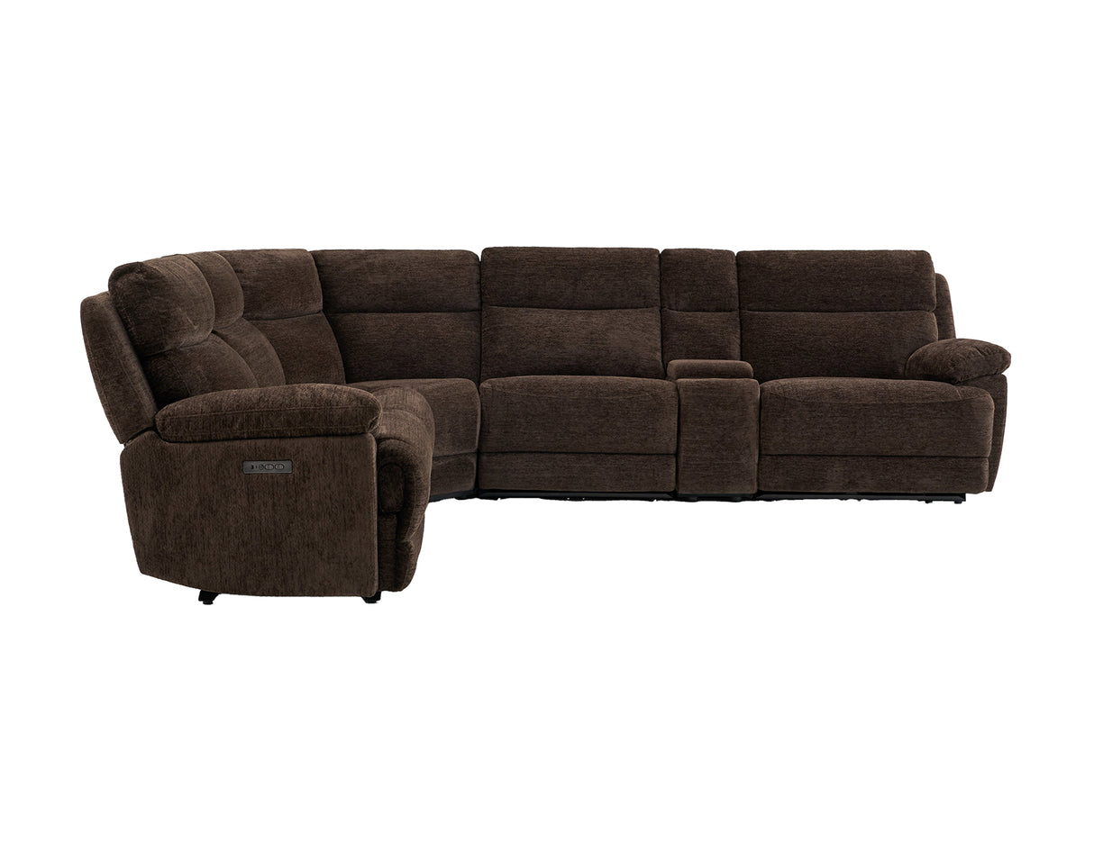 Gatlin Dual-Power Brown Fabric 6-Piece Modular Reclining Sectional from Steve Silver - Luna Furniture