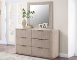 Henry 65″ 6-Drawer Reeded Dresser and Mirror, Tan Finish from Steve Silver - Luna Furniture