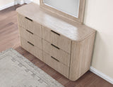 Henry 65″ 6-Drawer Reeded Dresser and Mirror, Tan Finish from Steve Silver - Luna Furniture
