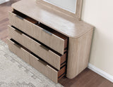Henry 65″ 6-Drawer Reeded Dresser and Mirror, Tan Finish from Steve Silver - Luna Furniture