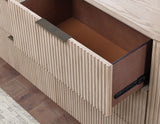 Henry 65″ 6-Drawer Reeded Dresser and Mirror, Tan Finish from Steve Silver - Luna Furniture