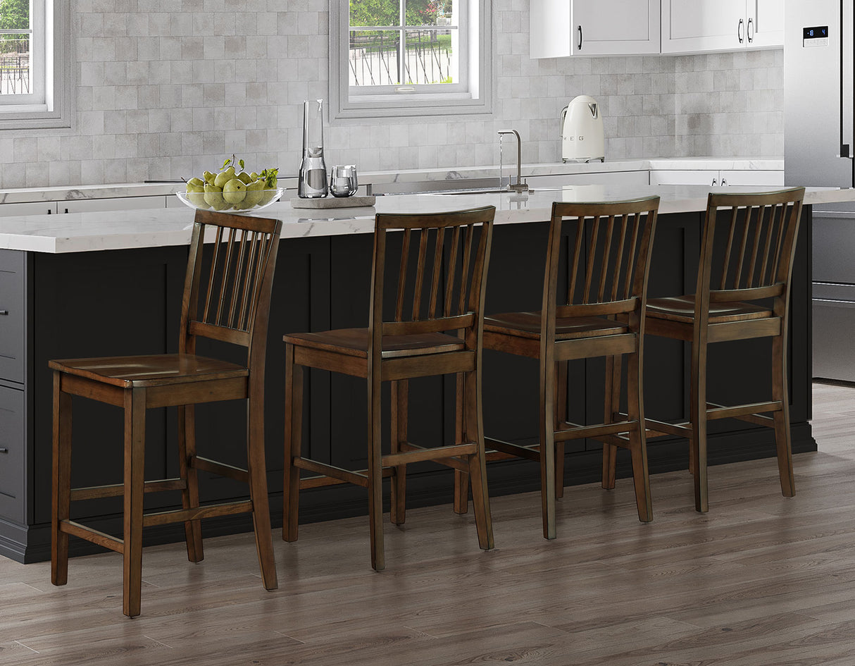 Joplin Walnut Solid Wood 24-Inch Farmhouse Counter Height Stool, Set of 2 from Steve Silver - Luna Furniture