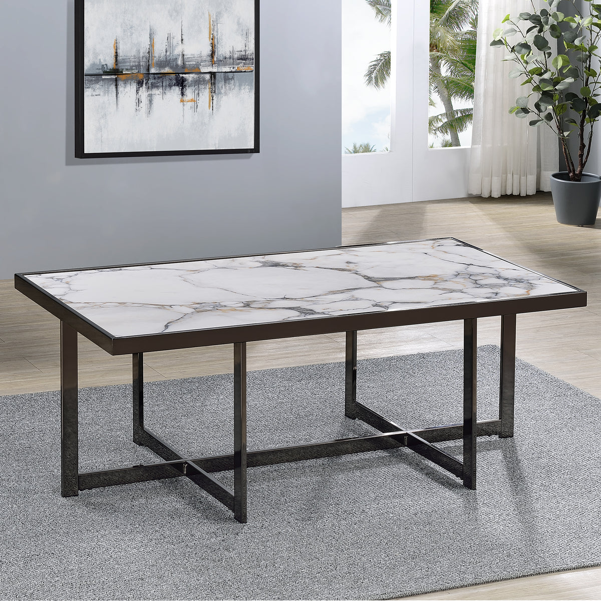Kayley 47.5″ Sintered Stone Cocktail Table from Steve Silver - Luna Furniture