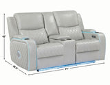 Luna Home Cinema Power Reclining Console Loveseat, Ice Vegan Leather from Steve Silver - Luna Furniture