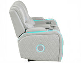 Luna Home Cinema Power Reclining Console Loveseat, Ice Vegan Leather from Steve Silver - Luna Furniture