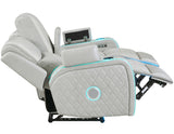 Luna Home Cinema Power Reclining Console Loveseat, Ice Vegan Leather from Steve Silver - Luna Furniture