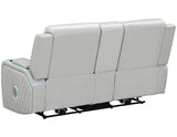 Luna Home Cinema Power Reclining Console Loveseat, Ice Vegan Leather from Steve Silver - Luna Furniture