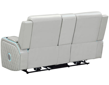 Luna Home Cinema Power Reclining Console Loveseat, Ice Vegan Leather from Steve Silver - Luna Furniture