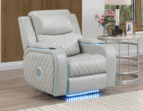 Luna Home Cinema Power Recliner, Ice Vegan Leather from Steve Silver - Luna Furniture