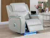 Luna Home Cinema Power Recliner, Ice Vegan Leather from Steve Silver - Luna Furniture
