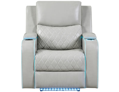 Luna Home Cinema Power Recliner, Ice Vegan Leather from Steve Silver - Luna Furniture