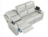 Luna Home Cinema Power Reclining Sofa, Ice Vegan Leather from Steve Silver - Luna Furniture