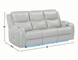 Luna Home Cinema Power Reclining Sofa, Ice Vegan Leather from Steve Silver - Luna Furniture