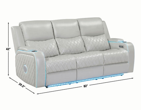 Luna Home Cinema Power Reclining Sofa, Ice Vegan Leather from Steve Silver - Luna Furniture