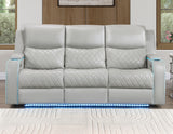 Luna Home Cinema Power Reclining Sofa, Ice Vegan Leather from Steve Silver - Luna Furniture