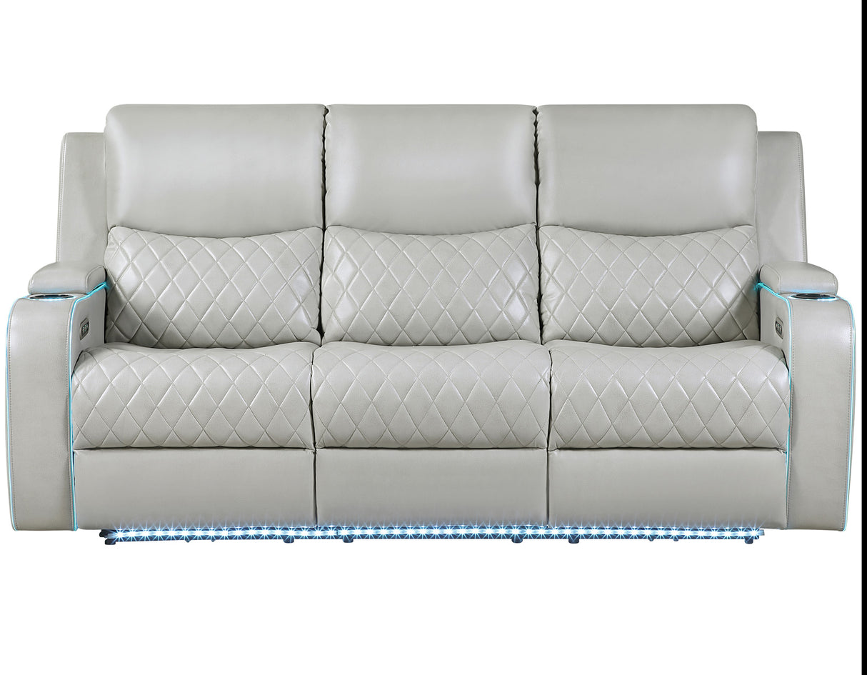 Luna Home Cinema Power Reclining Sofa, Ice Vegan Leather from Steve Silver - Luna Furniture