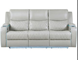 Luna Home Cinema Power Reclining Sofa, Ice Vegan Leather from Steve Silver - Luna Furniture