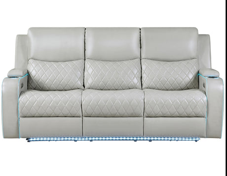 Luna Home Cinema Power Reclining Sofa, Ice Vegan Leather from Steve Silver - Luna Furniture