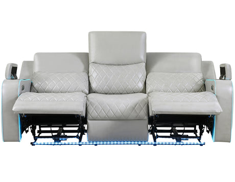 Luna Home Cinema Power Reclining Sofa, Ice Vegan Leather from Steve Silver - Luna Furniture