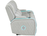 Luna Home Cinema Power Reclining Sofa, Ice Vegan Leather from Steve Silver - Luna Furniture