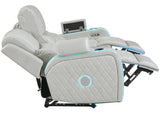 Luna Home Cinema Power Reclining Sofa, Ice Vegan Leather from Steve Silver - Luna Furniture