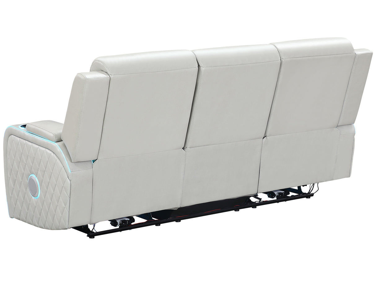 Luna Home Cinema Power Reclining Sofa, Ice Vegan Leather from Steve Silver - Luna Furniture