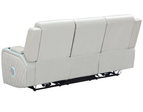 Luna Home Cinema Power Reclining Sofa, Ice Vegan Leather from Steve Silver - Luna Furniture