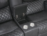 Luna Home Cinema Power Reclining Console Loveseat, Charcoal Vegan Leather