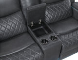 Luna 3-Piece Home Cinema Power Reclining Set, Charcoal Vegan Leather from Steve Silver - Luna Furniture