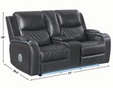 Luna 3-Piece Home Cinema Power Reclining Set, Charcoal Vegan Leather from Steve Silver - Luna Furniture