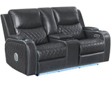 Luna Home Cinema Power Reclining Console Loveseat, Charcoal Vegan Leather from Steve Silver - Luna Furniture