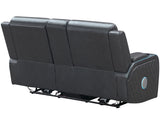 Luna Home Cinema Power Reclining Console Loveseat, Charcoal Vegan Leather from Steve Silver - Luna Furniture