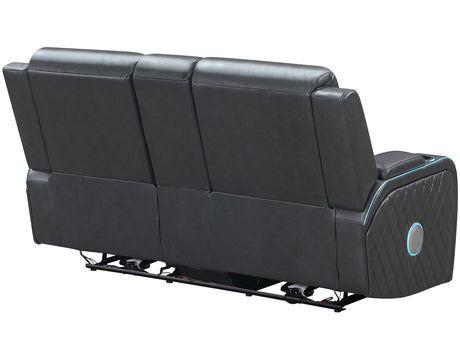 Luna Home Cinema Power Reclining Console Loveseat, Charcoal Vegan Leather from Steve Silver - Luna Furniture