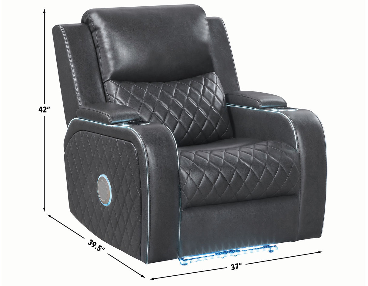 Luna 3-Piece Home Cinema Power Reclining Set, Charcoal Vegan Leather from Steve Silver - Luna Furniture
