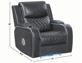 Luna 3-Piece Home Cinema Power Reclining Set, Charcoal Vegan Leather from Steve Silver - Luna Furniture