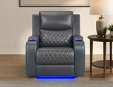 Luna Home Cinema Power Recliner, Charcoal Vegan Leather