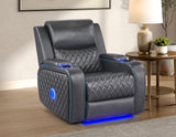 Luna Home Cinema Power Recliner, Charcoal Vegan Leather