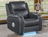 Luna 3-Piece Home Cinema Power Reclining Set, Charcoal Vegan Leather from Steve Silver - Luna Furniture
