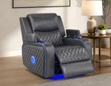 Luna Home Cinema Power Recliner, Charcoal Vegan Leather