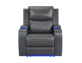 Luna Home Cinema Power Recliner, Charcoal Vegan Leather