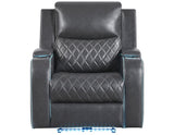 Luna Home Cinema Power Recliner, Charcoal Vegan Leather from Steve Silver - Luna Furniture