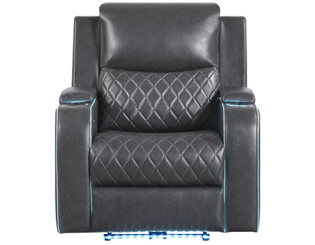 Luna Home Cinema Power Recliner, Charcoal Vegan Leather from Steve Silver - Luna Furniture