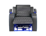 Luna Home Cinema Power Recliner, Charcoal Vegan Leather