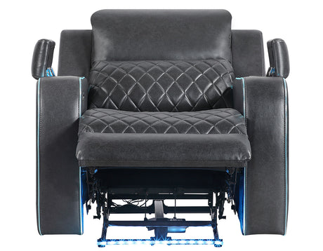 Luna Home Cinema Power Recliner, Charcoal Vegan Leather from Steve Silver - Luna Furniture