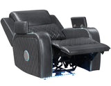 Luna Home Cinema Power Recliner, Charcoal Vegan Leather from Steve Silver - Luna Furniture