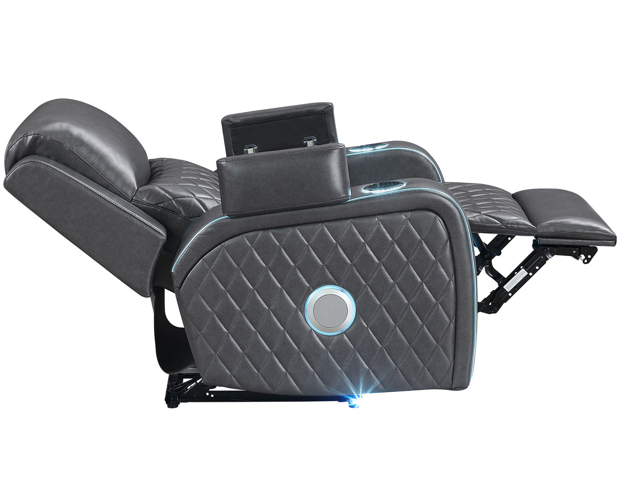 Luna Home Cinema Power Recliner, Charcoal Vegan Leather from Steve Silver - Luna Furniture