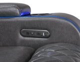 Luna Home Cinema Power Reclining Sofa, Charcoal Vegan Leather from Steve Silver - Luna Furniture