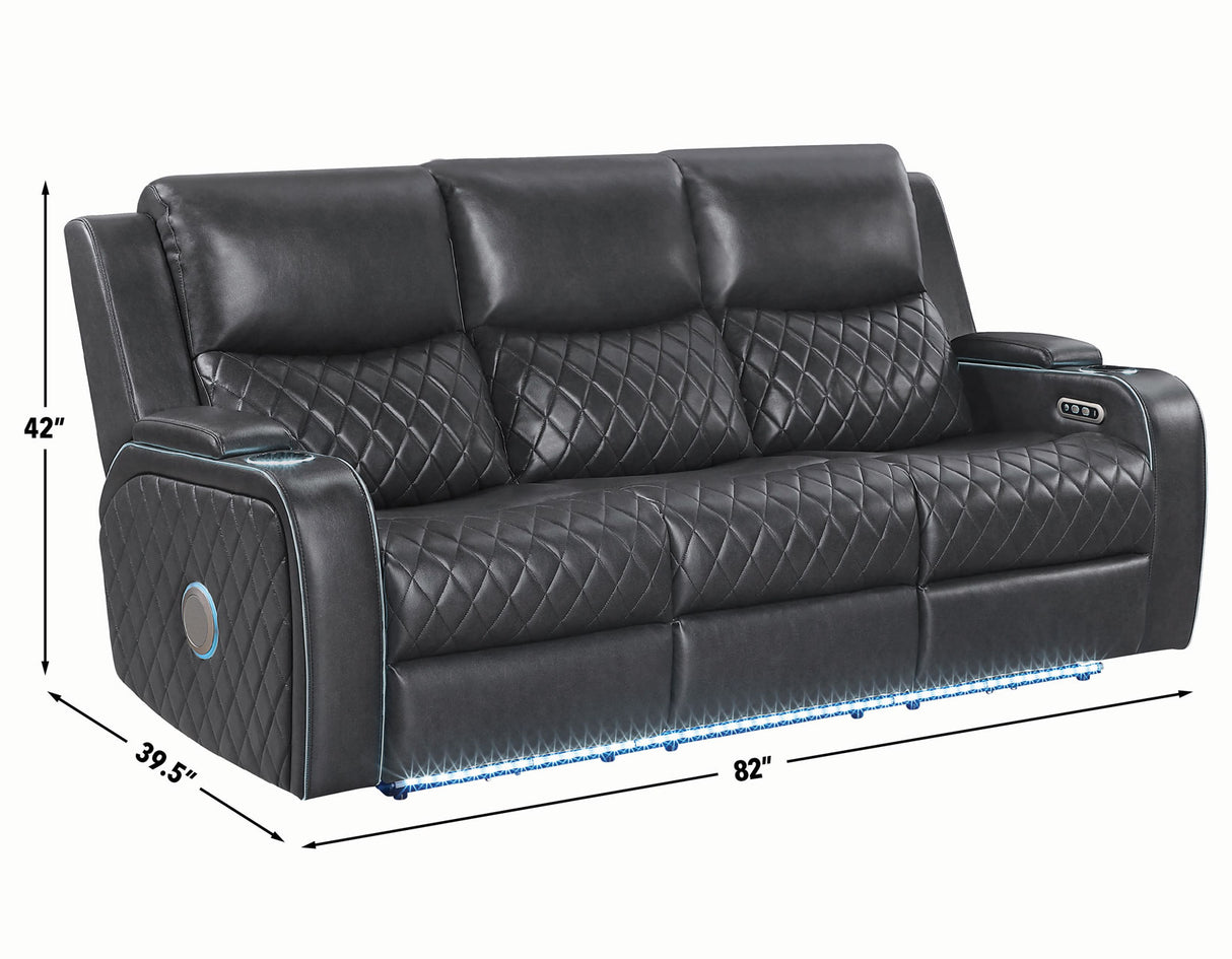 Luna 3-Piece Home Cinema Power Reclining Set, Charcoal Vegan Leather from Steve Silver - Luna Furniture