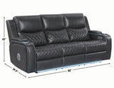 Luna 3-Piece Home Cinema Power Reclining Set, Charcoal Vegan Leather from Steve Silver - Luna Furniture